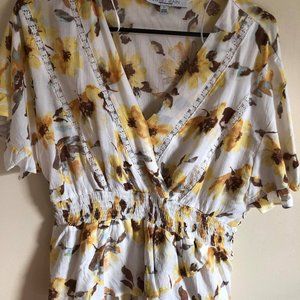 Yellow Flower Crop top Shirt